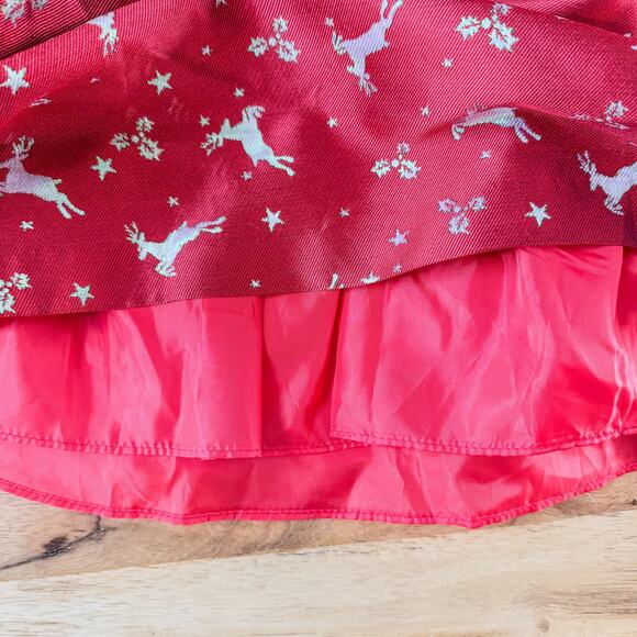 Bonnie Jean, Little Girls Size 6X Red Cap Sleeve Reindeer Jacquard Holiday Dress - Picture 5 of 8